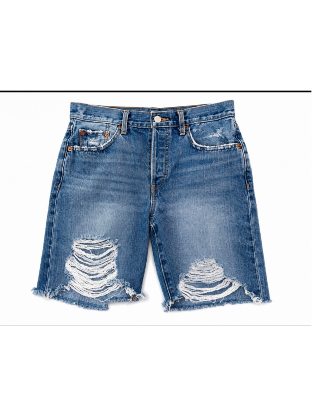 RE/DONE Women’s Distressed Denim Shorts Size 25 Light Wash Frayed Hem Cutoff Jea